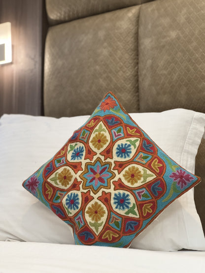 Mid Flora Design Handmade Chainstitch Cushion Cover (Set of Two) - Shopping in Kashmir