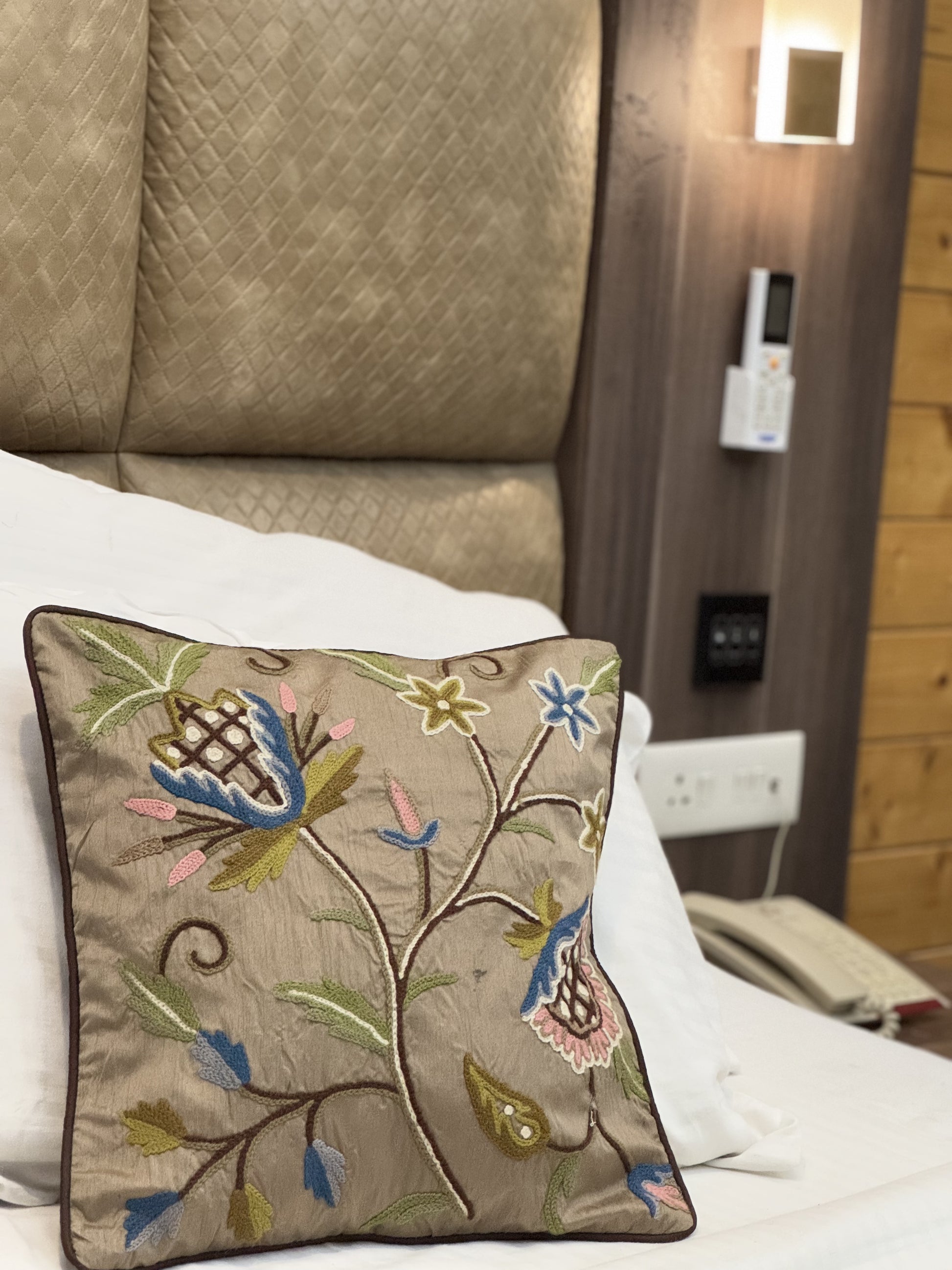 Silk Base Floral Design Handmade Chainstitch Cushion Cover (Set of Two) - Shopping in Kashmir