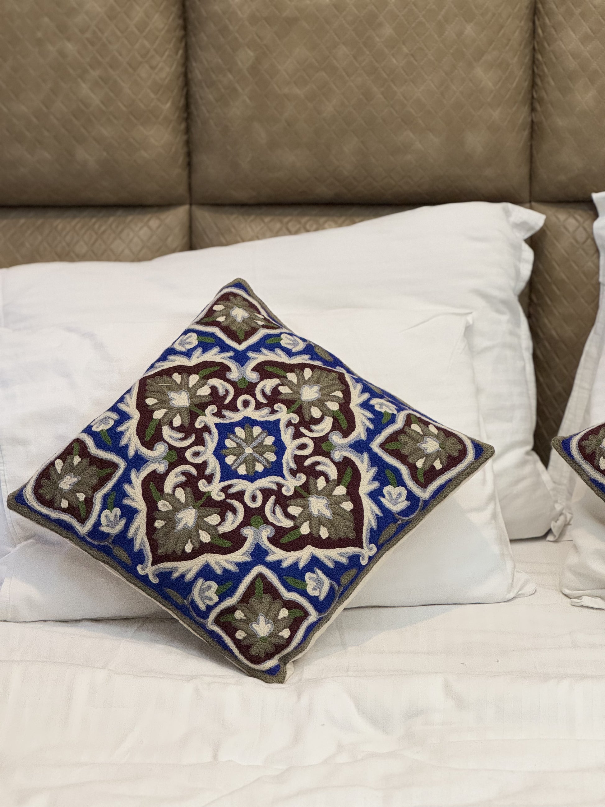 Poshdaar Design Handmade Chainstitch Cushion Cover (Set of Two) - Shopping in Kashmir