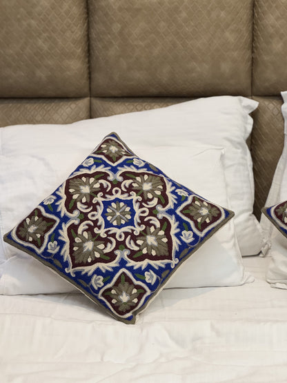 Poshdaar Design Handmade Chainstitch Cushion Cover (Set of Two) - Shopping in Kashmir