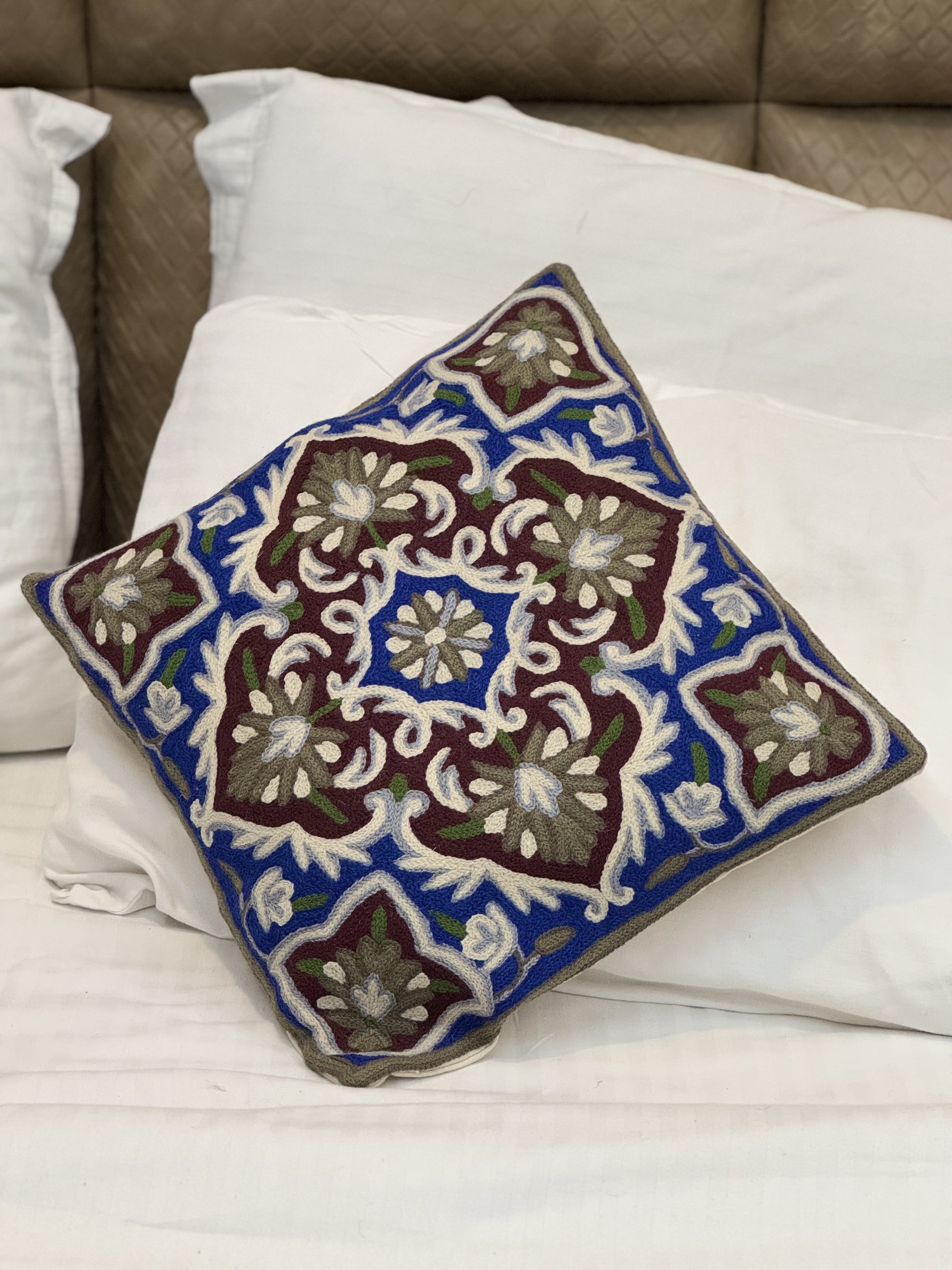 Poshdaar Design Handmade Chainstitch Cushion Cover (Set of Two) - Shopping in Kashmir
