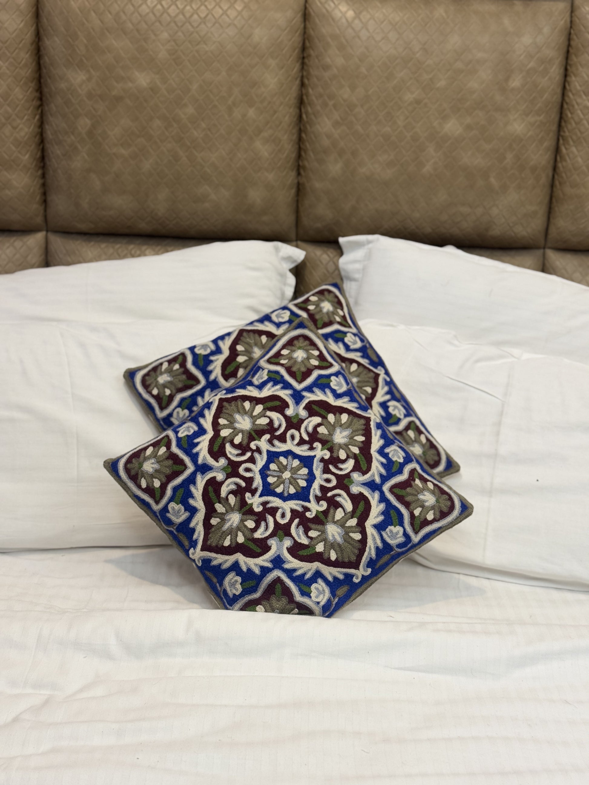 Poshdaar Design Handmade Chainstitch Cushion Cover (Set of Two) - Shopping in Kashmir