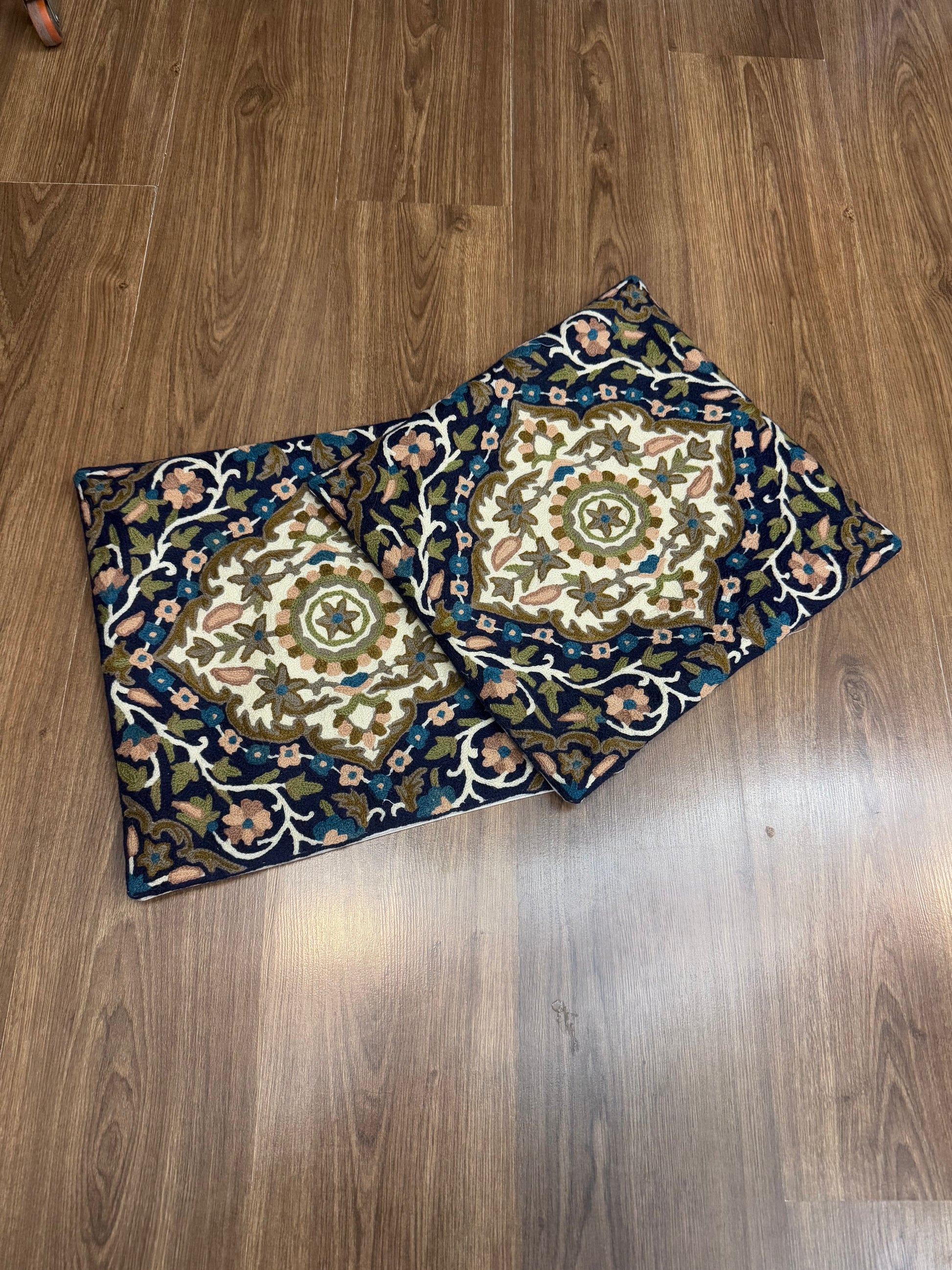 Poshkaar Pattern Handmade Chainstitch Cushion Cover (Set of Two) - Shopping in Kashmir