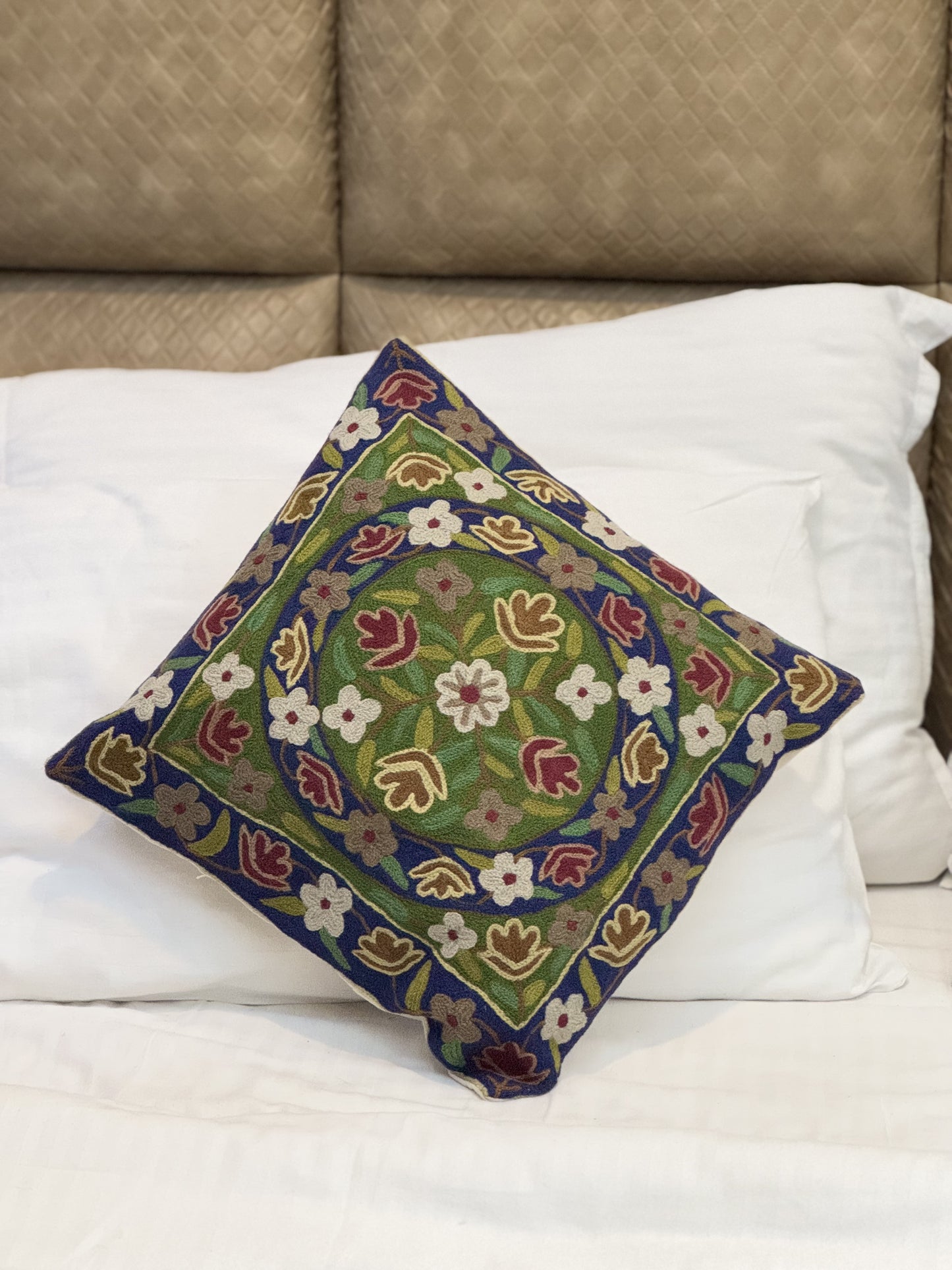 Lovely Poshkaar Design Handmade Chainstitch Cushion Cover (Set of Two) - Shopping in Kashmir