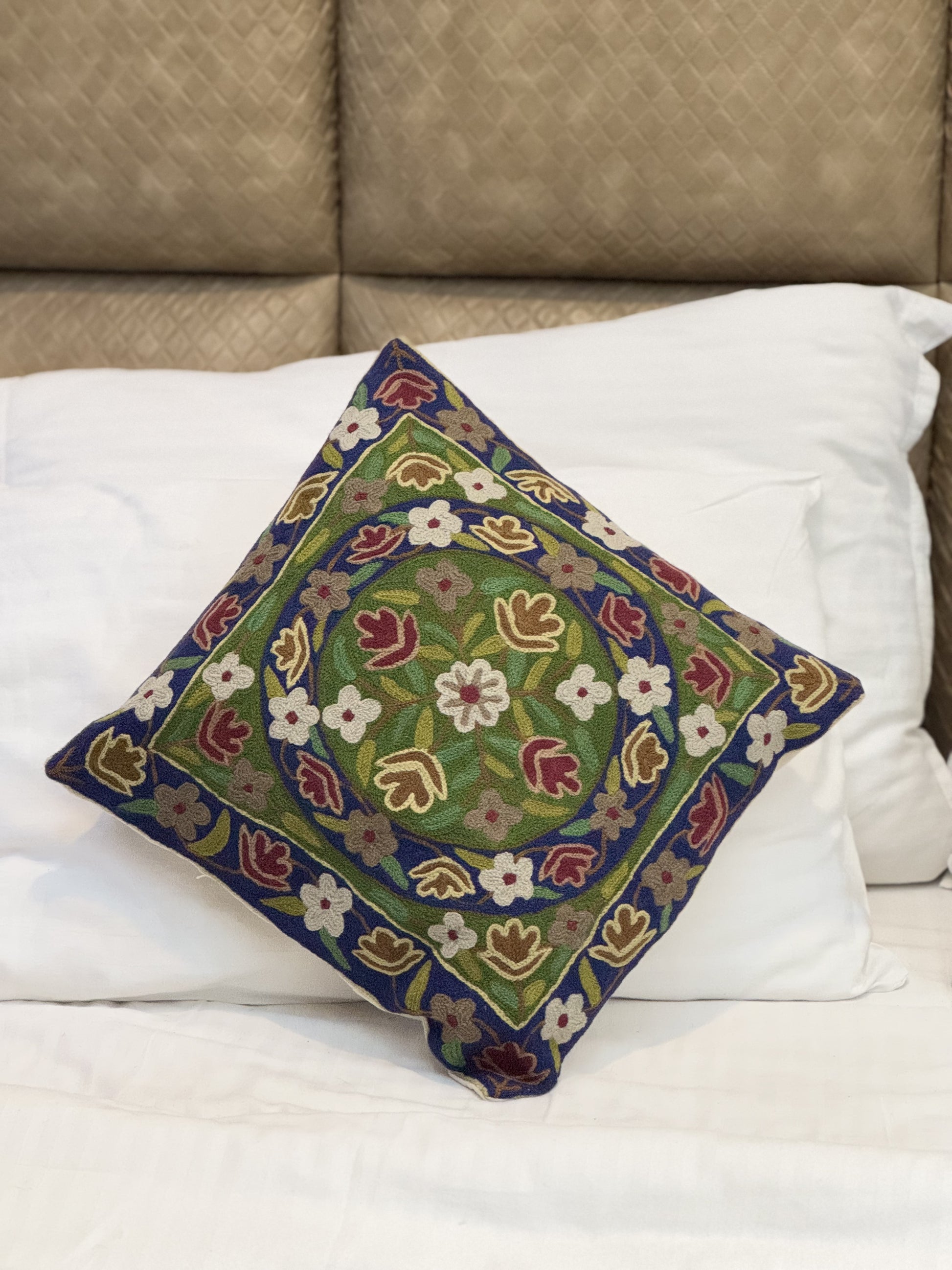 Lovely Poshkaar Design Handmade Chainstitch Cushion Cover (Set of Two) - Shopping in Kashmir
