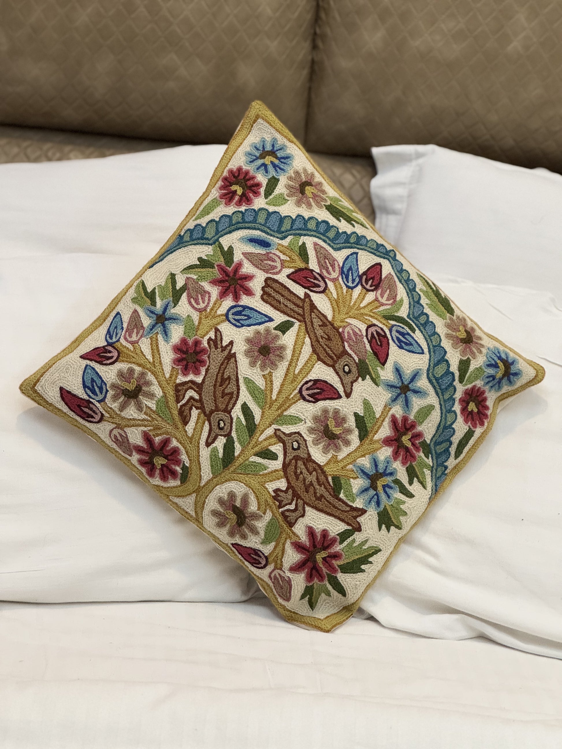Mehraab Daar Handmade Chainstitch Cushion Cover (Set of Two) - Shopping in Kashmir