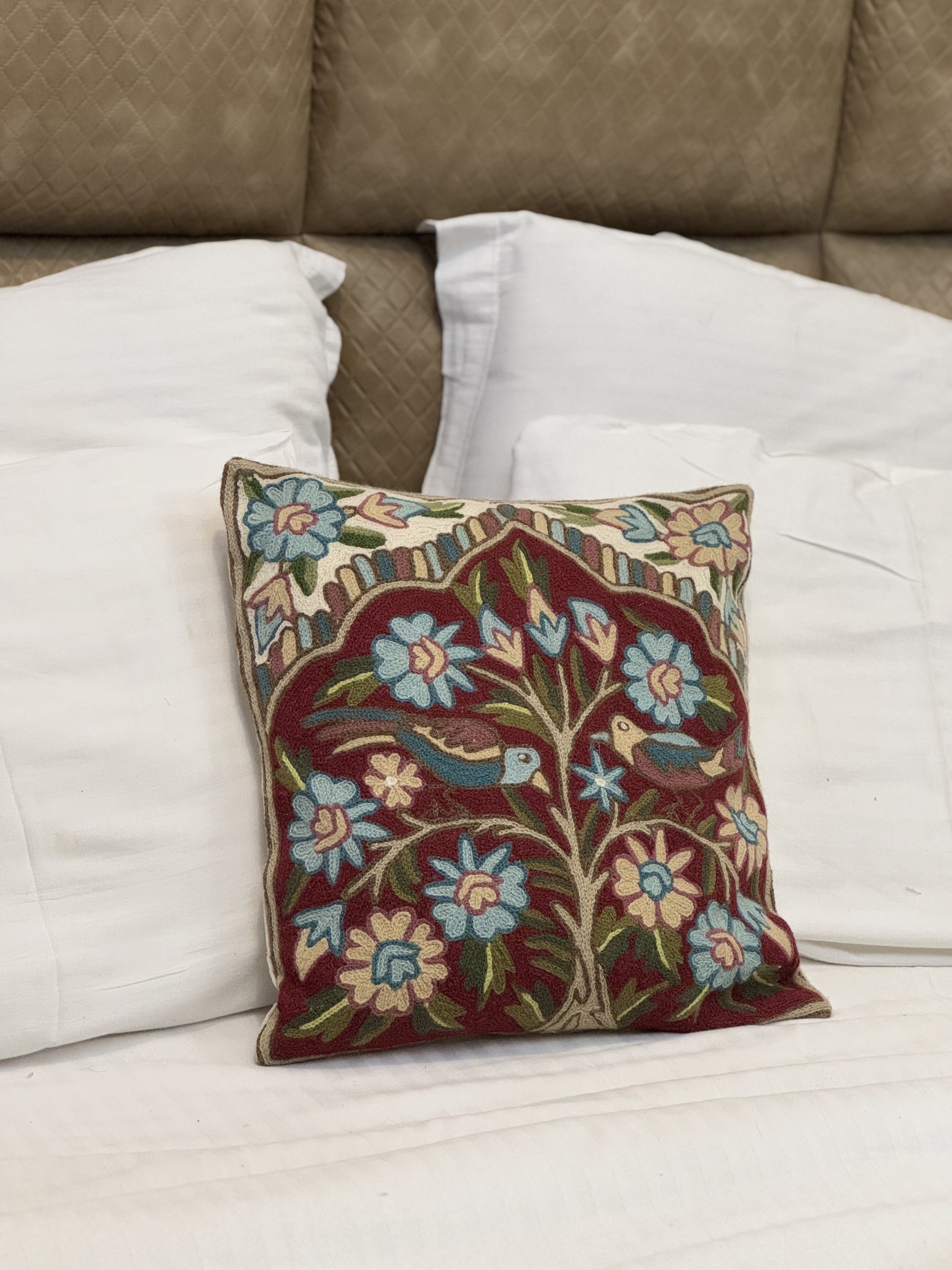 Tree Of Life Handmade Chainstitch Cushion Cover (Set of Two) - Shopping in Kashmir