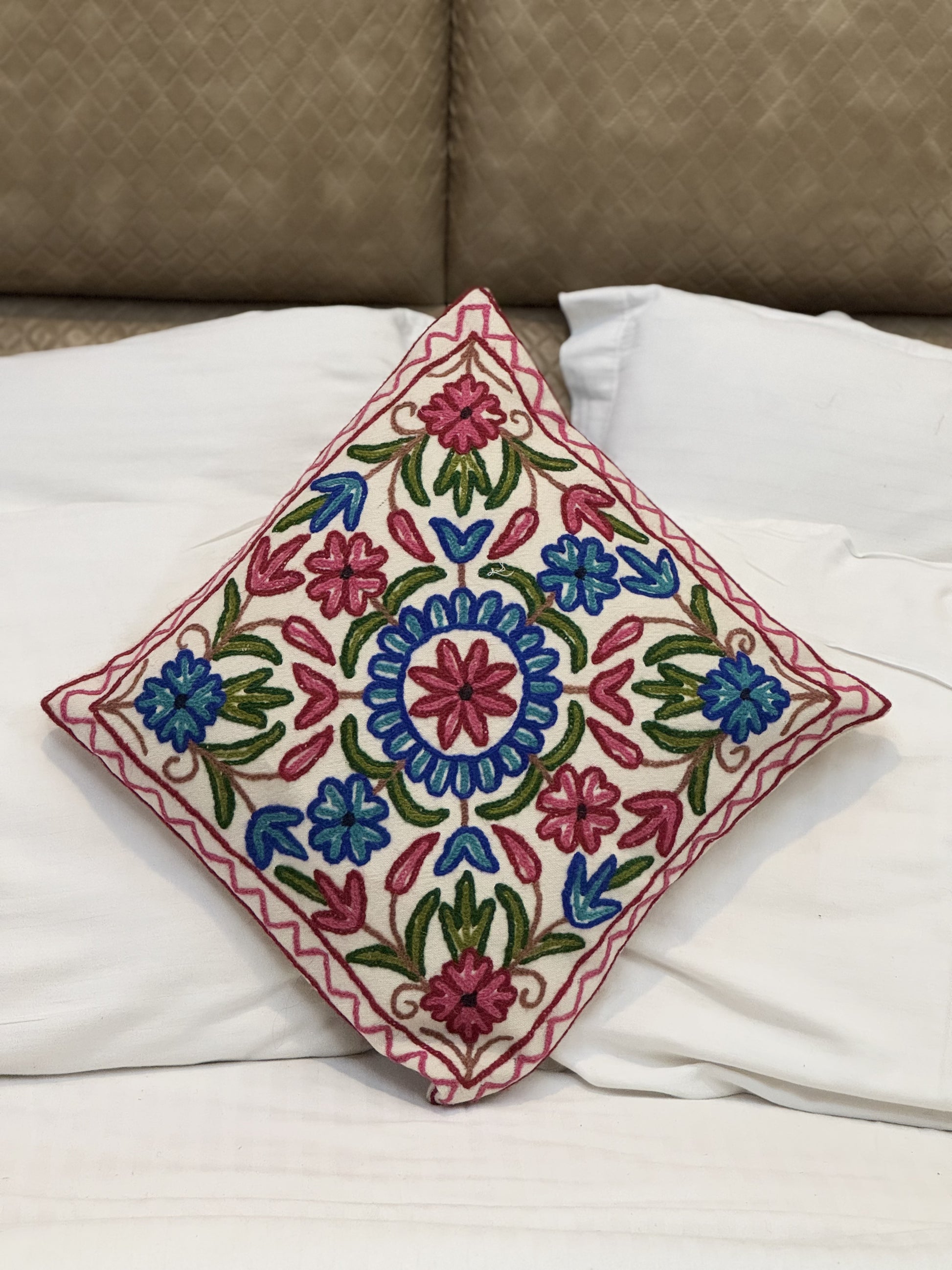 Poshkaar Design Crewel Embroidered Cushion Cover (Set of Two) - Shopping in Kashmir