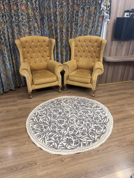 Tree Design Round Woolen Namda - Shopping in Kashmir