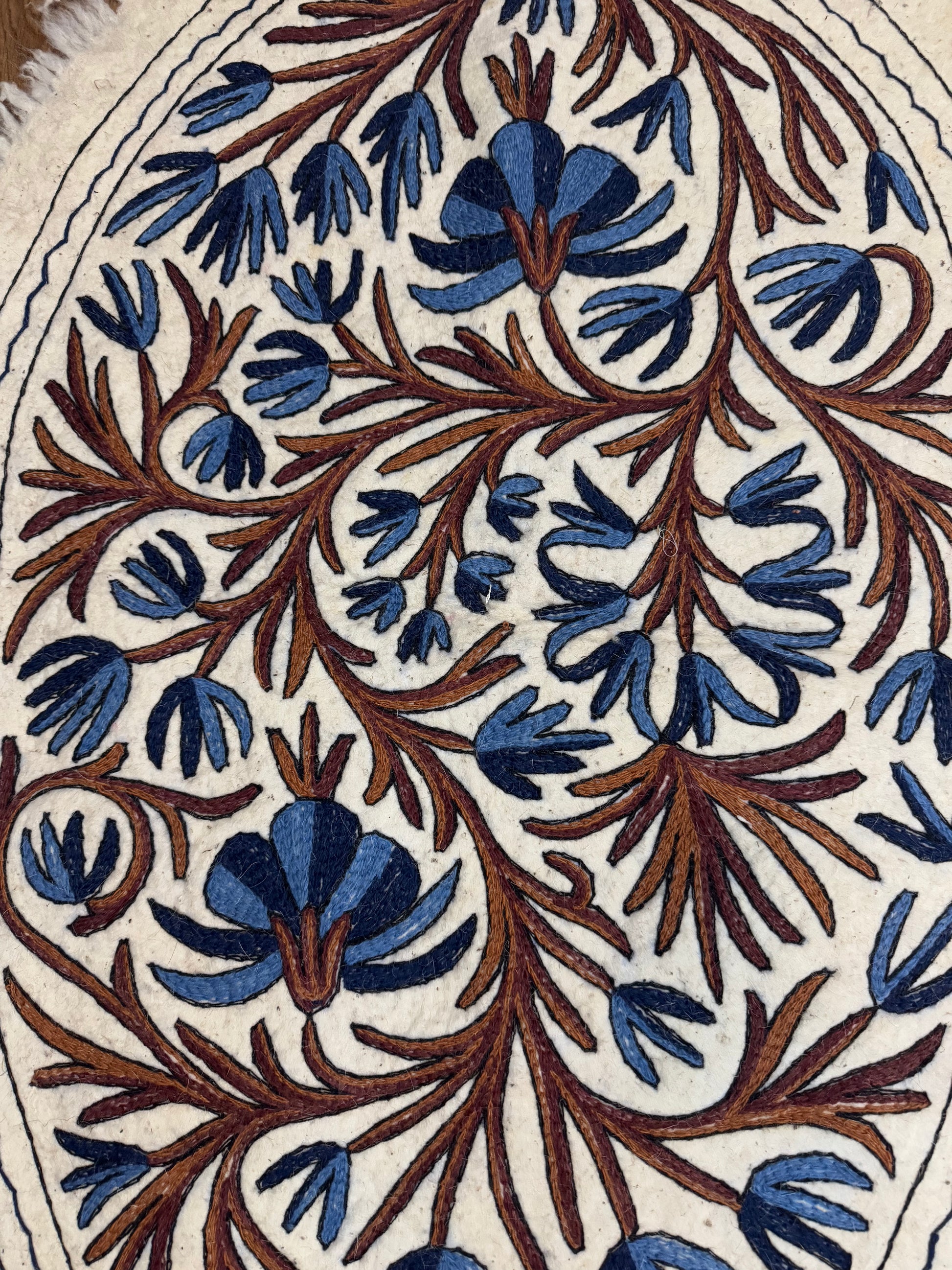 Tree Design Oval Woolen Namda - Shopping in Kashmir