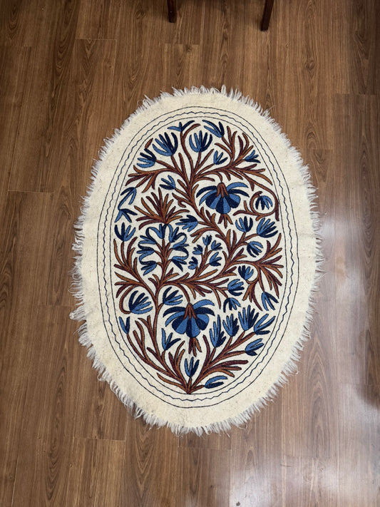 Tree Design Oval Woolen Namda - Shopping in Kashmir