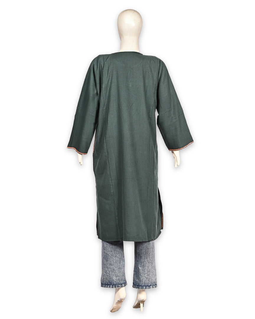 Grey Cashmilon Wool Zari Embroidered Kashmiri Pheran - Pehnava