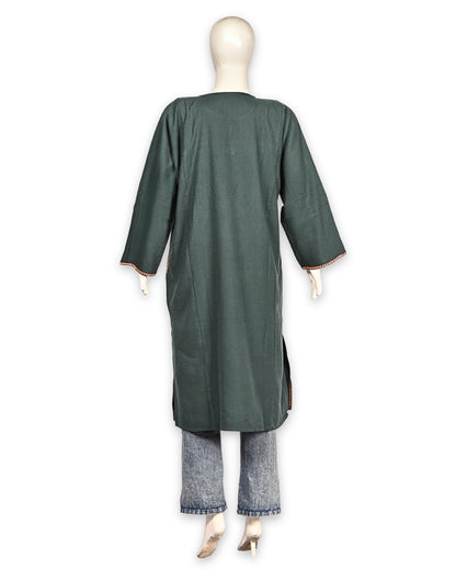 Grey Cashmilon Wool Zari Embroidered Kashmiri Pheran - Pehnava