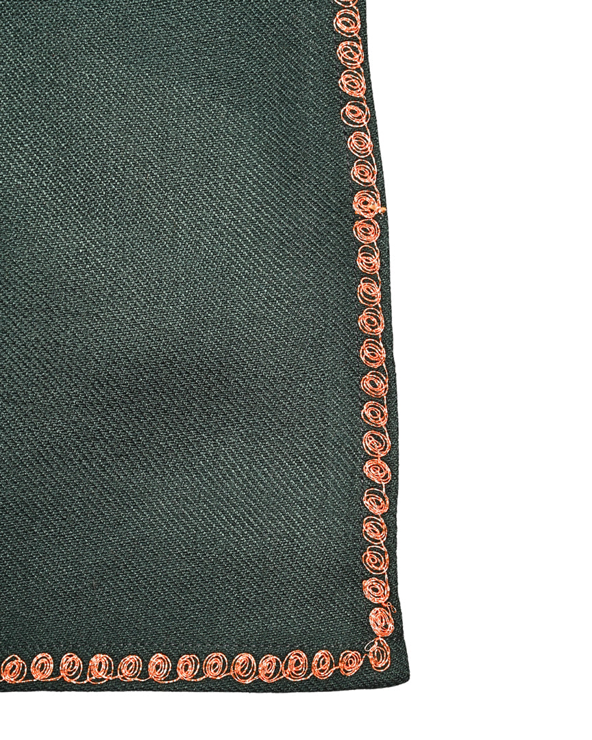 Grey Cashmilon Wool Zari Embroidered Kashmiri Pheran - Pehnava