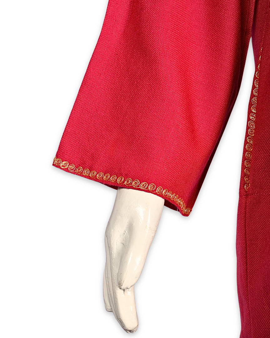 Strawberry Pink Cashmilon Wool Zari Embroidered Kashmiri Pheran - Pehnava